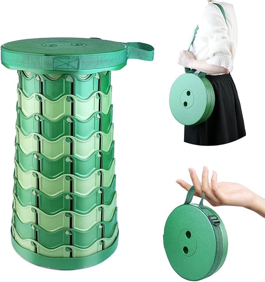 2025 Upgraded Folding Stool Collapsible Portable Chairs Sturdy Telescopic Stool for Camping Travel Hiking (Camo-Round)