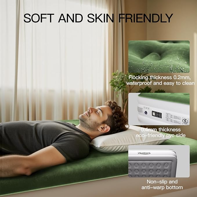 2025 Upgraded Queen Air Mattress with Built in Pump，18'' Comfort Blow up Mattress, Quiet Surface Portable Inflatable Mattress, Air Bed with Storage Bag for Guests, Home, Camping, 660 lbs Max