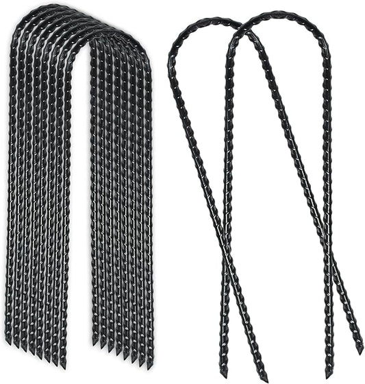 10 Inch Trampoline Wind Stakes Safety Coated Rebar Ground Anchors Stakes Extra Heavy Duty Metal Landscape Staples, Set of 12/24 (24)