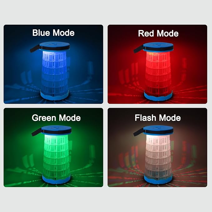 LED Telescoping Camping Stool, Lightweight Collapsible Folding Rave Stool with Built-in Light, Portable Outdoor Chair for Camping, Hiking, BBQ, Fishing, and Music Festivals
