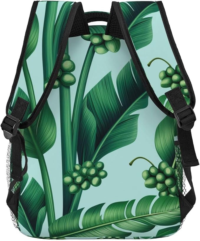 Men Women Polyester Banana Tree Leaves Casual Daypack Large Capacity Carry On Bag With Adjustable Shoulder Straps for Camping Work Running