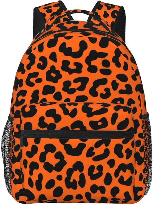 Daypack Anti-Theft Multipurpose Large Capacity Shoulder Bag, Animal Leopard Pattern Travel Hiking Camping Rucksack With Smooth Zippers