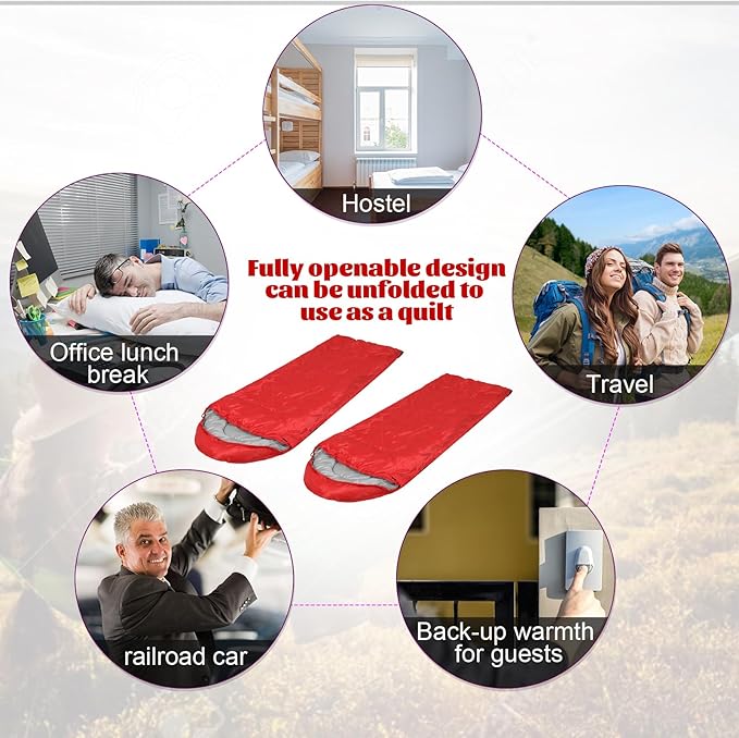 Macarrie 10 Pcs 0 Degree Camping Sleeping Bags Bulk for Adults Cold Weather 4 Season Warm Sleeping Bag with Compression Sack for Homeless Donation Shelter Emergency Hiking