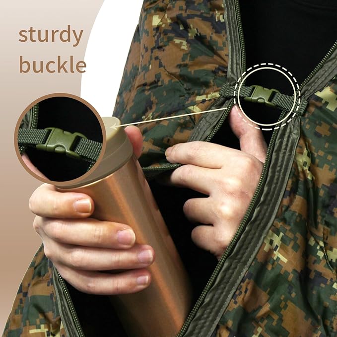 GRVCN Military Blanket - Camping Sleeping Bag with Zipper, Poncho Liner Thermal Insulated Blanket, Lightweight Portable Outdoor Hiking Survival Compression Carry Bag