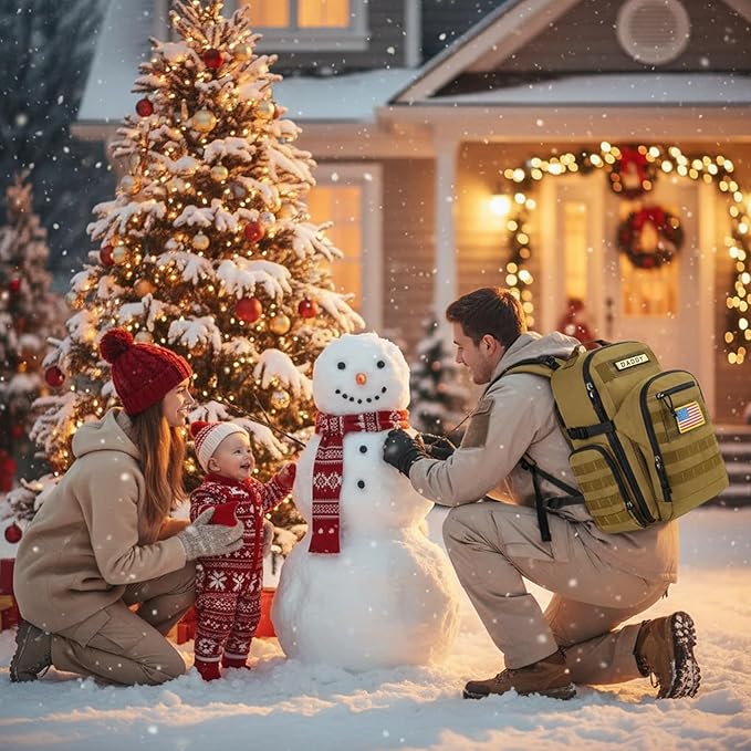 SHARKMOUTH Military Diaper Bag for Dad: Military Baby Backpack with Insulated Changing Pad for Outdoor Dads - MOLLE Webbing & 900D Polyester for Camping Hiking Travel