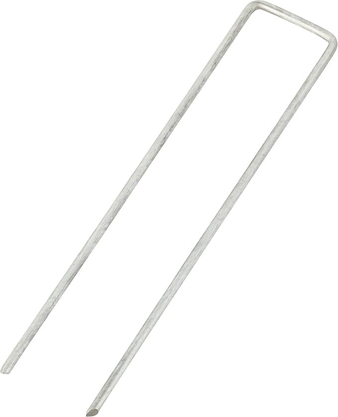 GardenMate 50-Pack Anti-Rust 6'' 11 Gauge Heavy-Duty Flat-Top U-Shaped Garden Stakes Staples Spikes Pins Pegs - Ground Stakes for Anchoring Landscape Fabric
