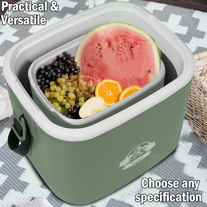 Dr Camp 15qt Insulated Cooler Box for Ice Beverage Food Storage Portable Ice Chest for Camping Picnic Tailgate Outdoor Use Chiller Caja Enfriadora Portátil para Camping