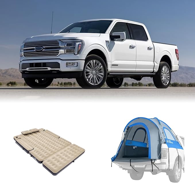 JoyTutus Pickup Truck Tent Blue+JOYTUTUS Extended Truck Bed Air Mattress 5.5-5.8Ft