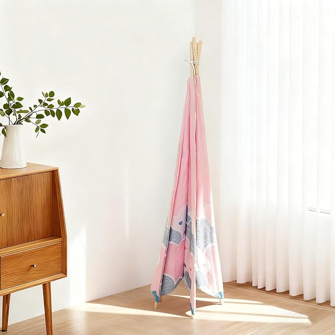Pink Pony Teepee Tent for Bedroom,Cat Teepee Tent Reading Tent for 3–6 Year Old Toddle with Light & Mat, Cozy Hideout Girls'Bedroom Décor,Girl Sleepover Party, Cat House