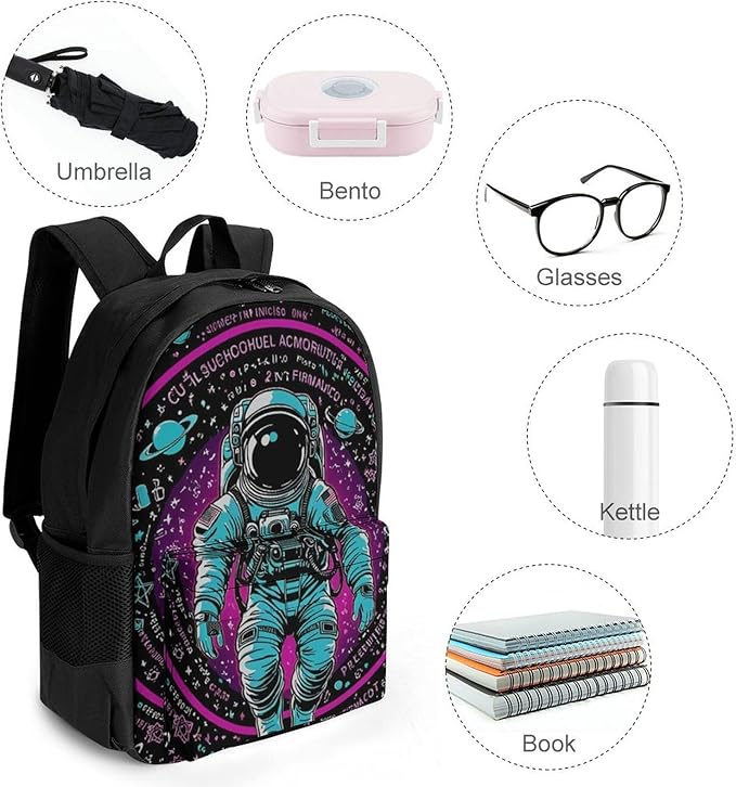 Adults Lightweight Psychedelic Space Astronaut Outer Space Chemical Formula Art Shoulder Book Bags Big Capacity Shoulder Bag With Adjustable Shoulder Straps for Trekking Work Walking Cycling