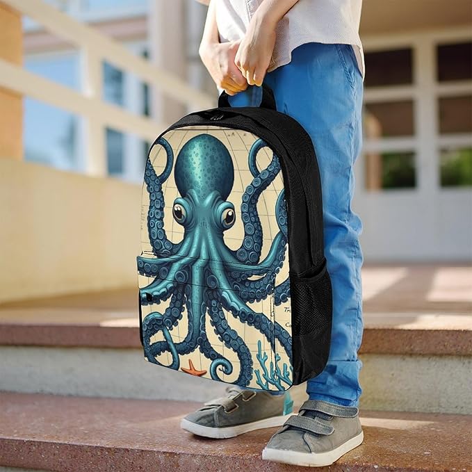 Supdreamc Daypack Lightweight Multipurpose Anti-Theft Retro Octopus Art Shoulder Bag Large Capacity Laptop Book Bag Rucksack With Adjustable Shoulder Straps
