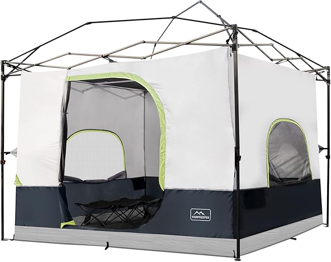 KAMPKEEPER Camping Inner Tent for Pop Up Canopy, Converts 10'x10' Straight Leg Canopy into Camping Tent–Fully Vented Roof(Top & Frame NOT Included), Black