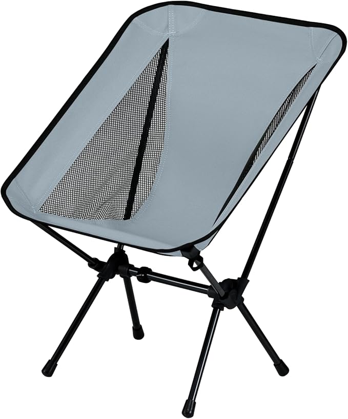 Lightweight Portable Camping Chair,Sturdy with X-Frame,120kg Capacity,Foldable with Carry Bag,Quick Setup for Outdoor,Hiking,Beach,Backpacking (Glacier Gray)