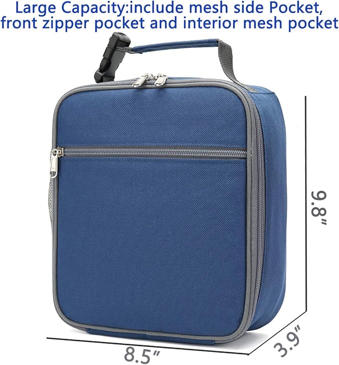 FlowFly Kids Lunch box Insulated Soft Bag Mini Cooler Back to School Thermal Meal Tote Kit for Girls, Boys, Cyan
