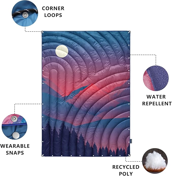 Camping Blanket,Lightweight Down Alternative Puffy Blanket Packable Outdoor Blanket for Camping,Traveling, Stadium, Hiking, Picnics