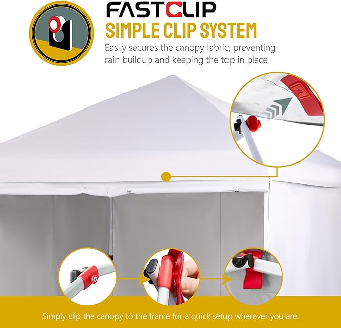 CROWN SHADES 10X10 Comercial Instant Canopy Pop Up Tent with Center Lock (10x10 with 4 Sidewalls, White)