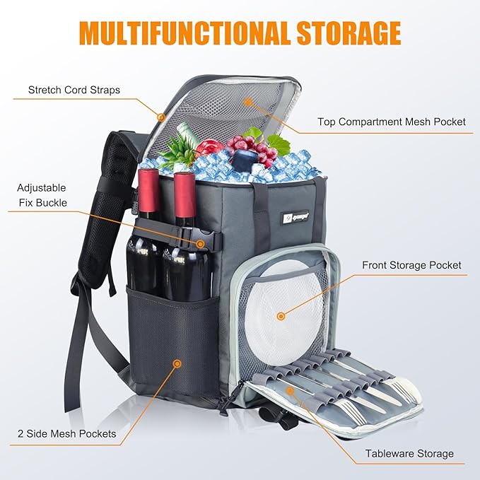 Cooler Backpack, AYAMAYA 24 Cans Insulated Lunch Backpack Cooler Leakproof, Keeps Hot/Cold for Up to 16 Hours, Lightweight Waterproof Beach Travel Camping Cooler Bag for Men and Women