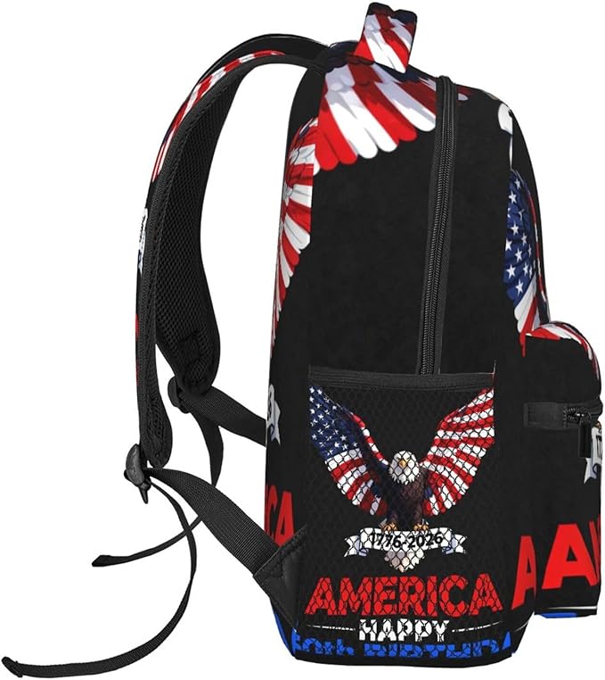 Polyester Daypack for Camping Travel Walking Cycling, Big Capacity Anti-Theft Multipurpose Bookbag, 250 Years 1776-2026 250th Birthday Eagle Liberty Art Camping Outdoor Backpack