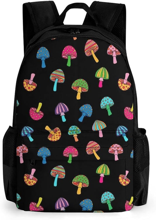 Lightweight Daypack Backpack for Trekking Work Running, Big Capacity Multipurpose Anti-Theft Bookbag, Trippy Magic Goth Mushrooms Business Computer Bag