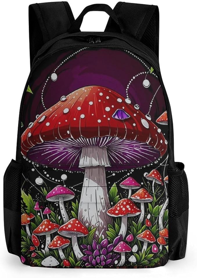 Lightweight Daypack Bookbag for Trekking Business Walking Cycling, Big Capacity Anti-Theft Multipurpose Carry On Bag, Magic Mushrooms Trip Business Computer Bag