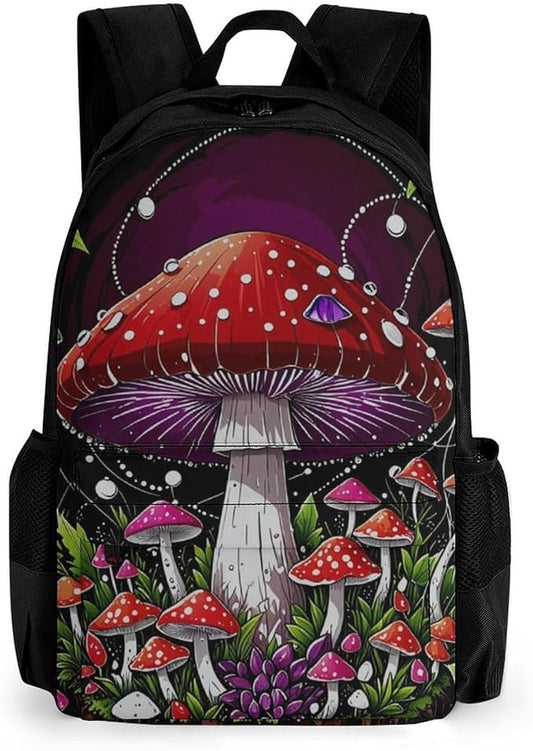 Lightweight Daypack Bookbag for Trekking Business Walking Cycling, Big Capacity Anti-Theft Multipurpose Carry On Bag, Magic Mushrooms Trip Business Computer Bag