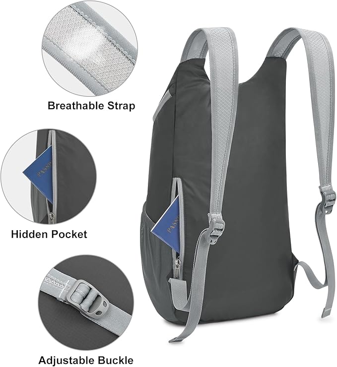 G4Free 11L Hiking Backpack Small Ultra light Packable Backpack Travel Bag for Women Men Casual Outdoor Camping Daypack (Dark Grey)