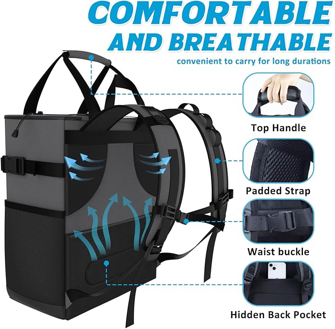 Large Backpack Cooler,40 Cans Leak Proof & Waterproof & Insulated Cooler Backpack, Soft Cooler Bag for Men & Women, Ice Chest for Camping,Beach,Picnic,Lunch,Travel,Fishing