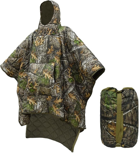 LOOGU Camo Blanket Waterproof Insulation Poncho Liner for Outdoor Camping, Hiking, Hunting, Survival, Backpacking, Picnicking