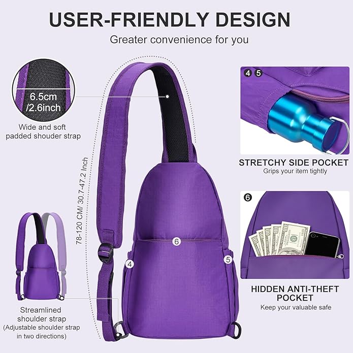 AOTIAN Anti-Theft Sling Backpack - Lightweight Water-Resistant Chest Daypack for Travel, Hiking & Outdoor