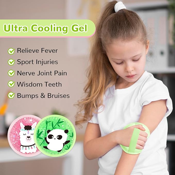 Kids Ice Packs for Boo Boos, Boo Boo Ice Packs for Kids, 2 Packs Cute Hot Cold Gel ice Packs for Injuries Reusable for Kid's Fever, Pain Relief, Wisdom Teeth, First Aid and Head, Arms, Legs Injuries