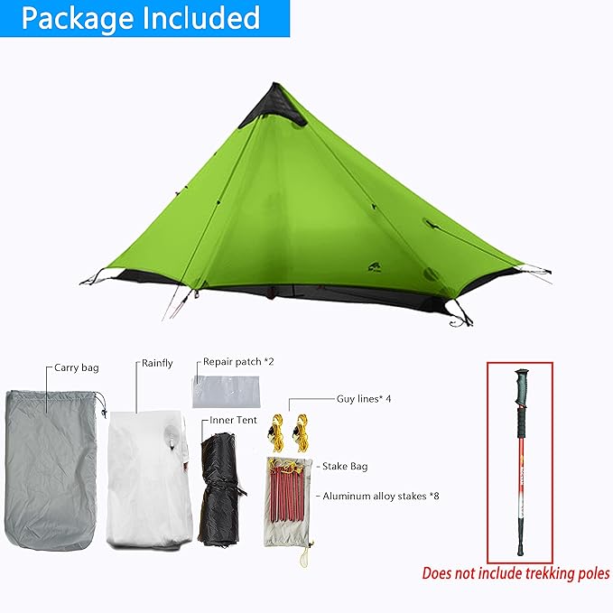 Ultralight Waterproof Tent, Double-Layer Three-Season Backpacking Tent for 1-Person Camping, Kayaking, Climbing, Hiking, Weighing in at only 2 pounds for The Tent