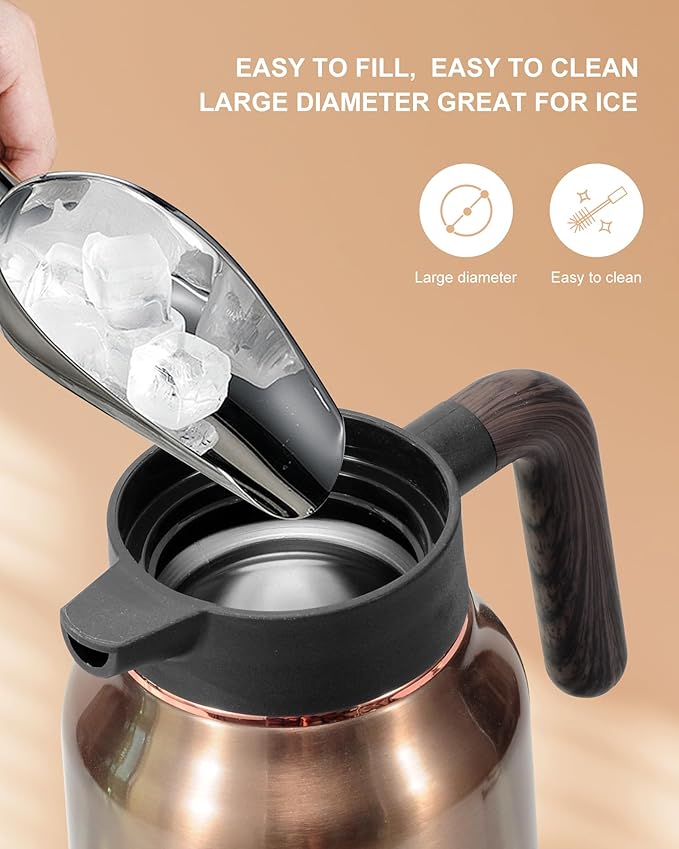 Thermal Coffee Carafe 70 oz - 36 Hour Hot (Fullness of Carafe) Carafes for Hot Liquids-Insulated Coffee Carafes For Keeping Hot/Cold Coffee, Tea, Water, Drink Dispenser for Parties(Gold)