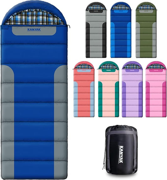 Cotton Flannel Liner Sleeping Bag for Adults Teens Kids, Cold Weather &Warm, 3 Seasons, Lightweight Compact Camping Essentials Equipment, Hiking, Outdoor, Travel