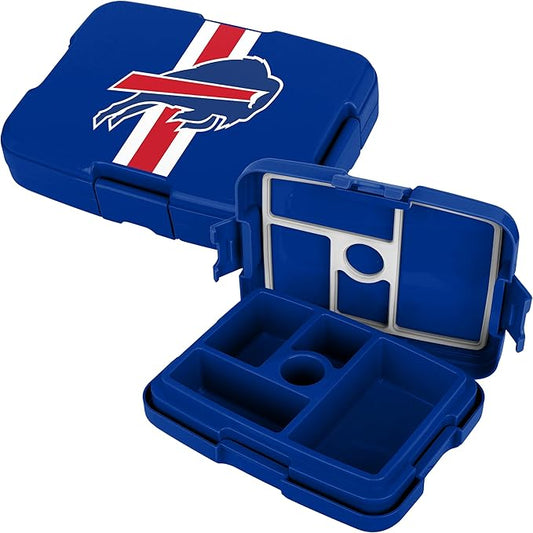 FOCO NFL Unisex-Adult Officially Licensed Team Color Stripe Primary Logo Football Leak Proof 5 Compartment Bento Lunch Box - Buffalo Bills
