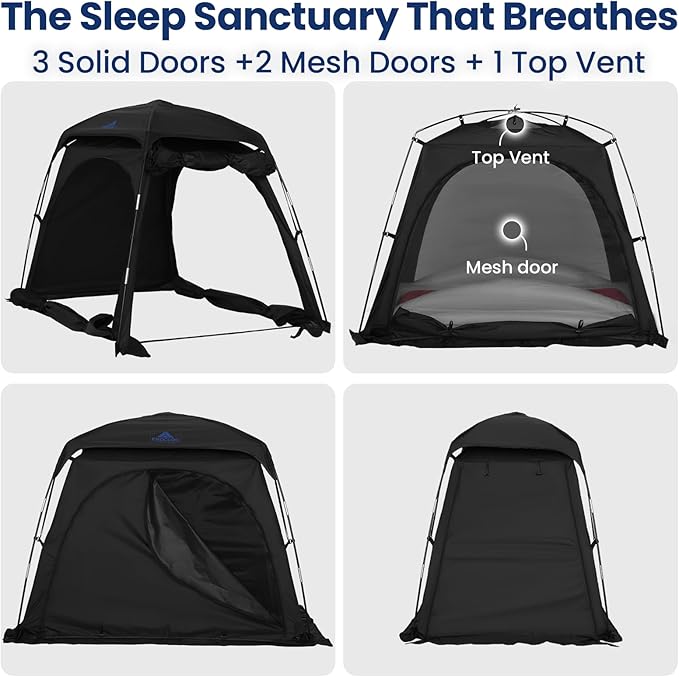 Blackout Sleep Tent for Pack and Play, Toddler Travel Bed, Kids Air Mattress & Cot, CPC Certified Baby Sleep Pod with Fan Pouch Breathable Portable & Easy Setup