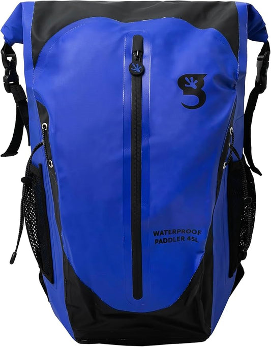 geckobrands Paddler Waterproof 45L Backpack, Large Dry Bag with Padded Shoulder Straps, Waist Strap, Chest Strap