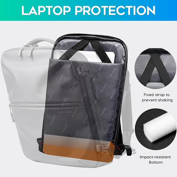 BANGE Travel Backpack for Men, Waterproof Lightweight Laptop Backpack for Business and Work, Anti Theft Rucksack for Men and Women