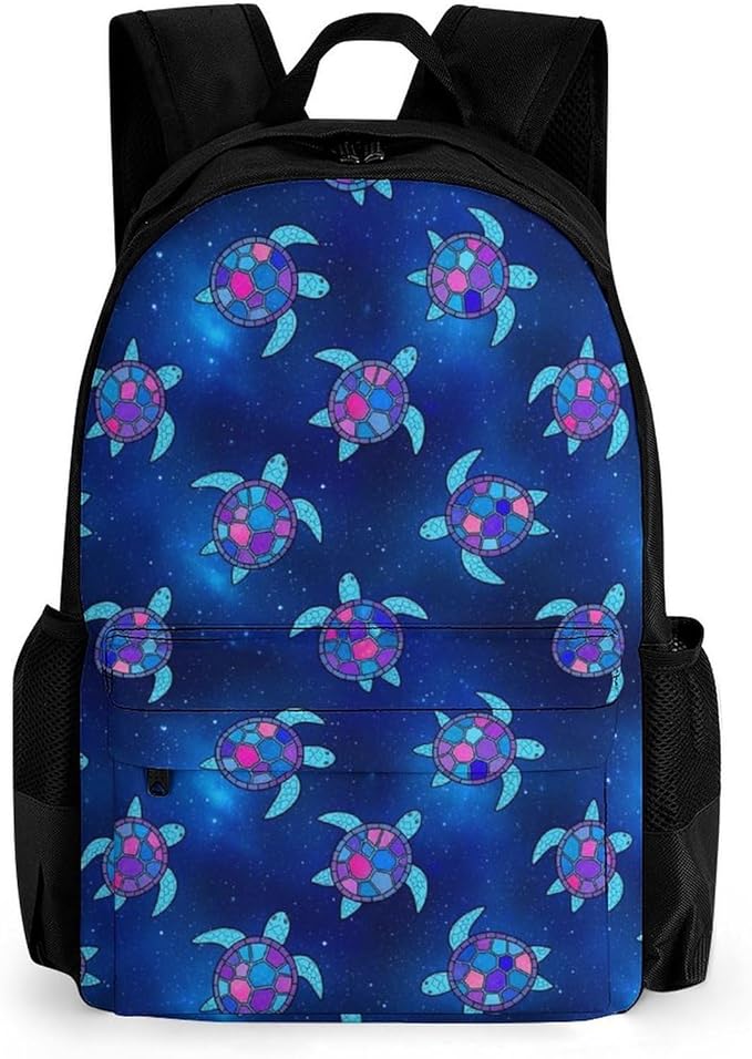Daypack Bookbag Multipurpose Anti-Theft Big Capacity Carry On Bag, Sea Turtle Galaxy Travel Hiking Camping Rucksack With Padded Straps
