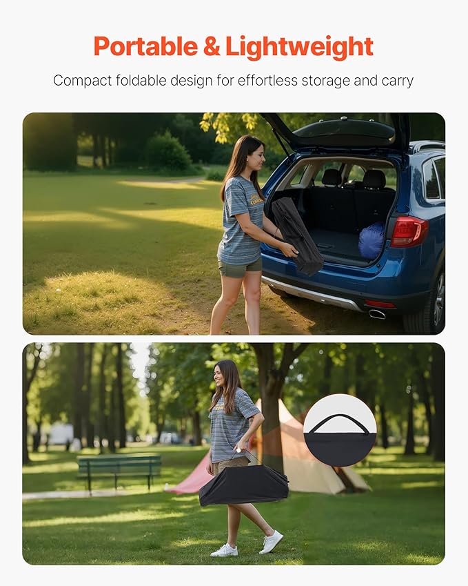 VEVOR Folding Camping Table, Portable Roll Up Side Tables, Lightweight Aluminum Table for Outdoor BBQ Tailgating Picnic, Travel (28 inch-Silver)