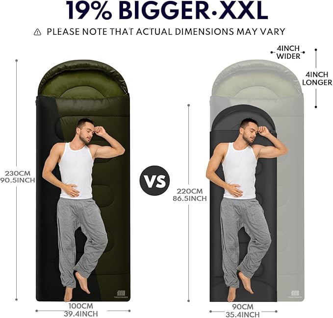 0 Degree XXL Sleeping Bags for Adults Cold Weather,Camping Sleeping Bag with Compression Sack for Winter Hiking, Hunting,Traveling