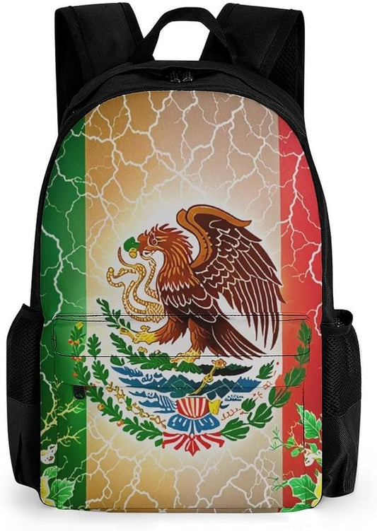 Lightweight Rucksack for Sports Travel Running, Big Capacity Multipurpose Anti-Theft Bookbag, Mexican Flag Lighting Art Travel and Sport Backpack Rucksack