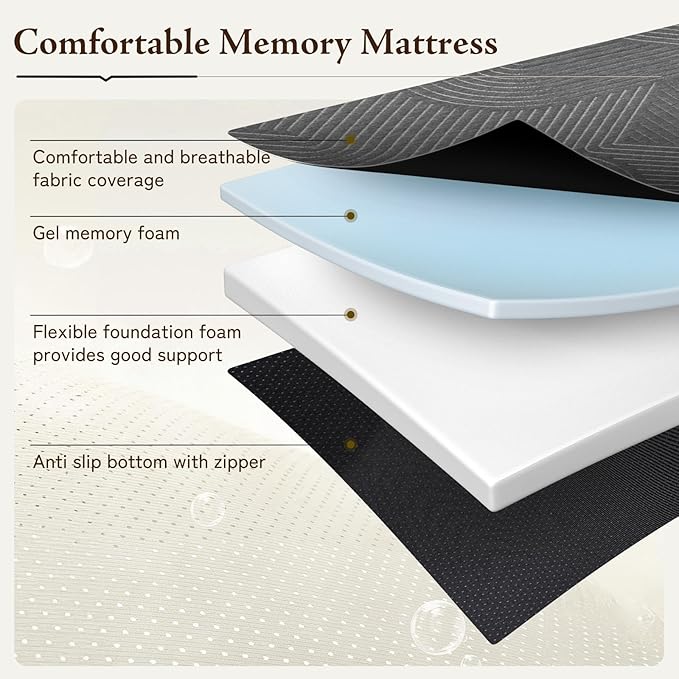 Tri Folding Mattress King Size - Memory Foam Tri-fold Mattress, Handle & Non-Slip Bottom, Portable Foldable Sofa Bed Floor Chair for Travel RV Camping Guest Yoga - 6 Inch, 80"x76"x6"
