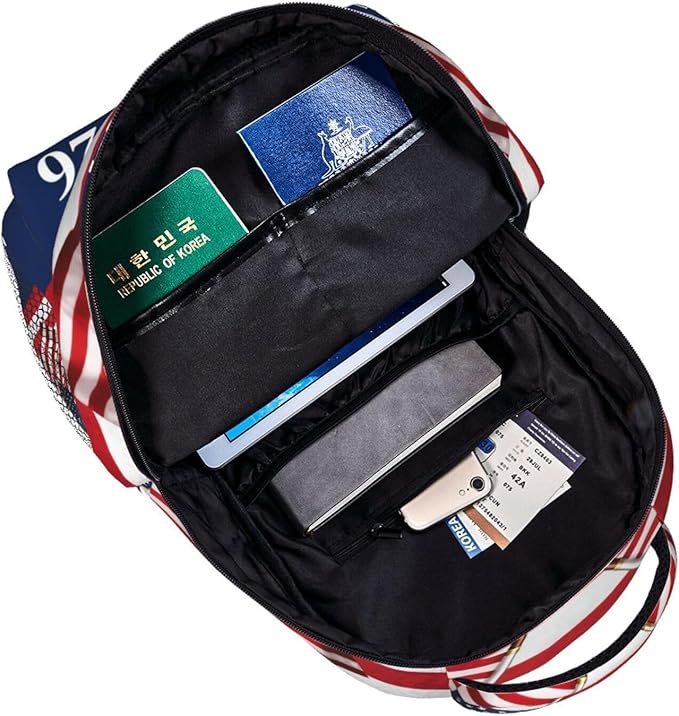 Men Women Polyester America 250th Anniversary USA Patriotic Freedom Art Daypack Big Capacity Shoulder Bag With Smooth Zippers for Hiking Work Walking Cycling