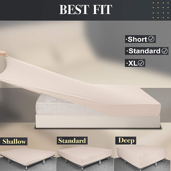Queen Size Fitted Sheet Only - 4-Way Stretch Jersey Knit, Snug Fit, Wrinkle Free & Stay in Place, No More Slipping Off for Mattress, Soft & Comfortable - Blush Pink, Queen