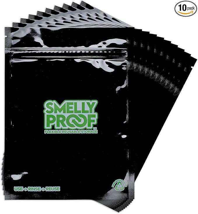 10pk 4-MIL Reusable Food Storage Bags, Reusable Sandwich Bags, Freezer Bags, BPA Free, No PEVA, Non-Silicone Bags for Food Storage, Snack Bags, 10 Black Smelly Proof Bags 6.5" x 7.5"