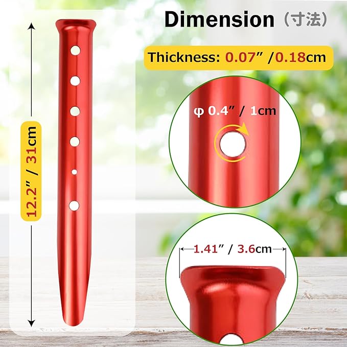 Azarxis Snow Sand Tent Stakes Pegs Aluminum U-Shaped Lightweight Heavy Duty Ground Nails for Beach Shade Canopy Camping Hiking Backpacking Picnic