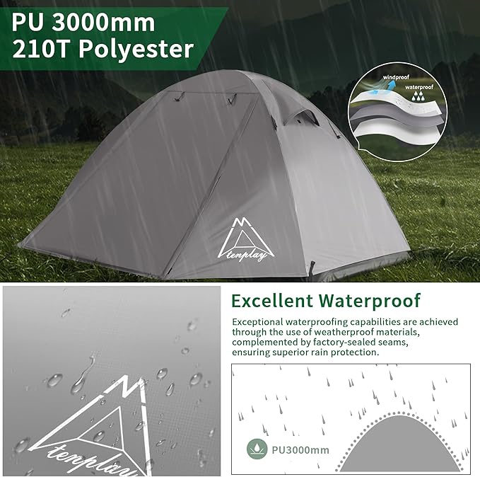 Camping Tent, Easy Setup, 1-2-8-10 Person Waterproof and Portable Tent for Camping Hiking Outdoor