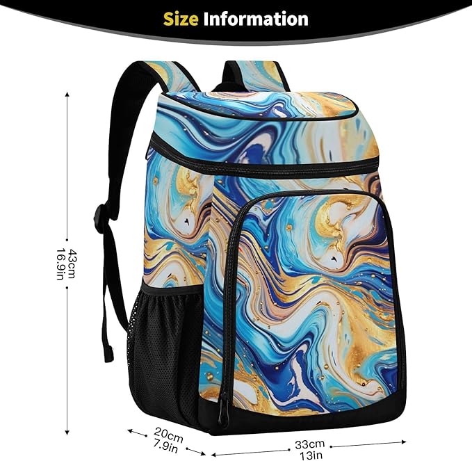 YETTASBIN Leakproof 36 Cans Cooler Backpack for Men Women - Marble Insulated Backpack Cooler Large Capacity Waterproof Lunch Bag for Hiking, Camping, Beach, Fishing, Work