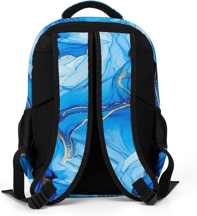 Carry On Anti Theft Laptop Backpack Trippy Tie Dye Blue, Large Sturdy Travel Bag with Multi Compartments for Business Weekender Hiking