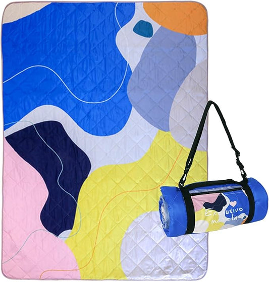 Exclusivo Mezcla Waterproof Picnic Blanket 60x80 Inches Large Multicolor Floral Polyester Sandproof Modern Camping Blanket